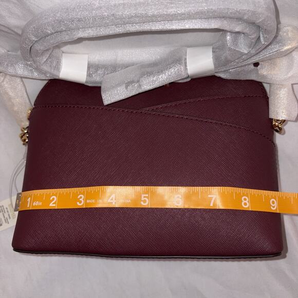New Michael Kors Jet Set Travel Medium Dome Crossbody Saffiano Leather Oxblood - Picture 9 of 11